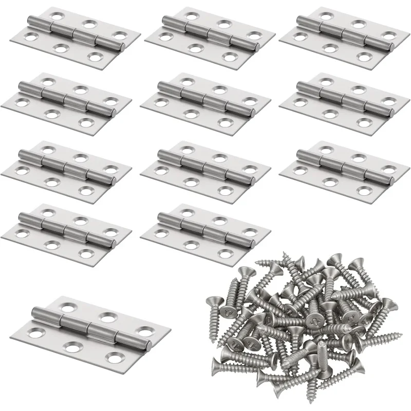 12 مجموعة من مفصلات الفولاذ المقاوم للصدأ، خزانة صغيرة، قابلة للطي مع براغي، فضي عالي التحمل #1