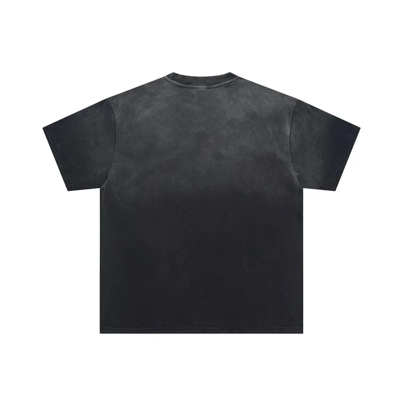 Oversized VALLEY T-Shirts Men Women Vintage Print Vale Black Tie-dye Short Sleeves Top Tees