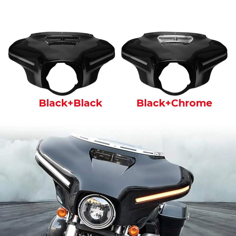 

1 Pc Motorcycle Fairing Led Vent Trim Light For Harley Touring Electra Glide Street Glide Tri Glide 2014-2025 Chrome/Black Vent