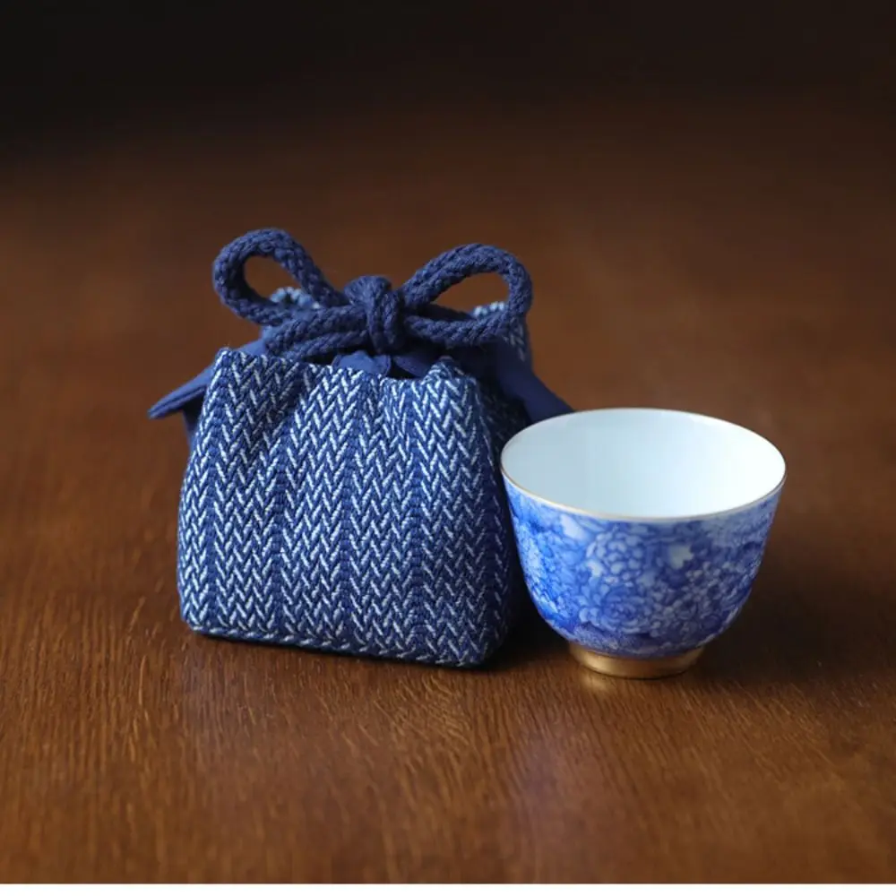 

Chinese Style Teapot Cup Cotton Protect Cloth Bags Breakage-proof Dustproof Teacup Drawstring Cloth Pouch Practical Denim