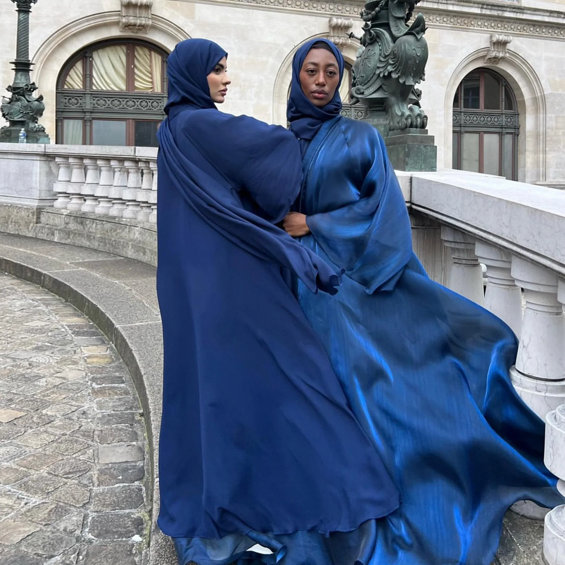 Eid Shiny Abayas for Women Muslim Jalabiya Ramadan Robe Dress Flare Sleeve Ramadan Caftan Party Dresses Vestido Largo Cardigan