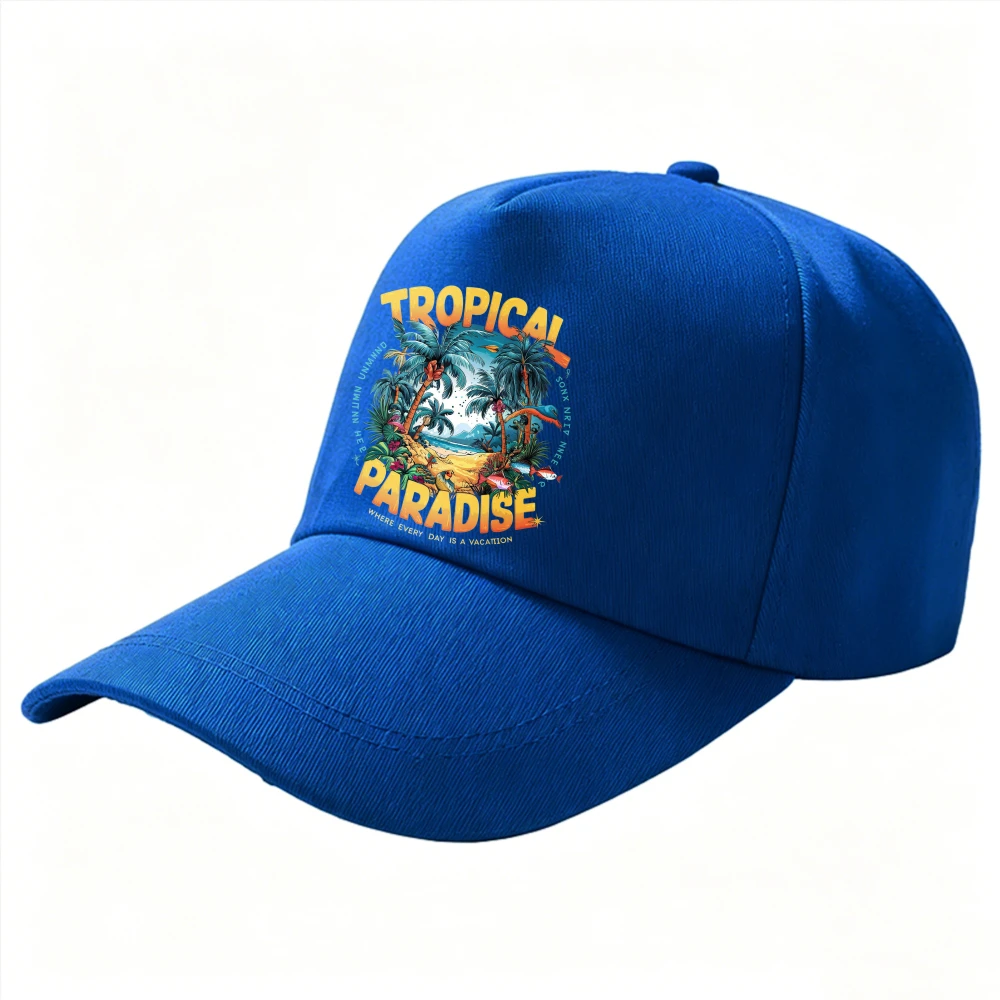 Men-Women-Adjustable-Baseball-Cap-Tropical-Paradise-Palm-Tree-Beach-Island-Print--Cotton-Outdoor-Travel-Summer-Sun-Protection