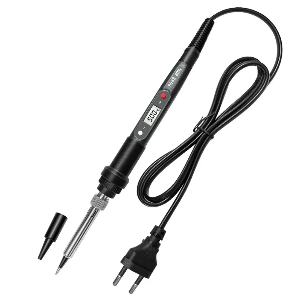 80W Digital Electric Soldering Iron 908S with Adjustable Temperature 180 to 500C LCD Display for Efficient Soldering