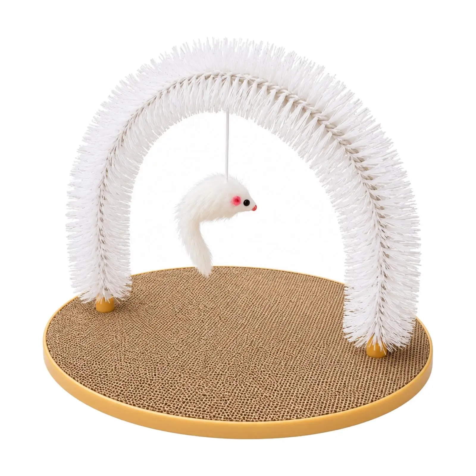Arch-Shaped Cat Grooming Toy with Dangling Interactive Cat Grooming Arch with Scratcher Pad Sturdy for Cats