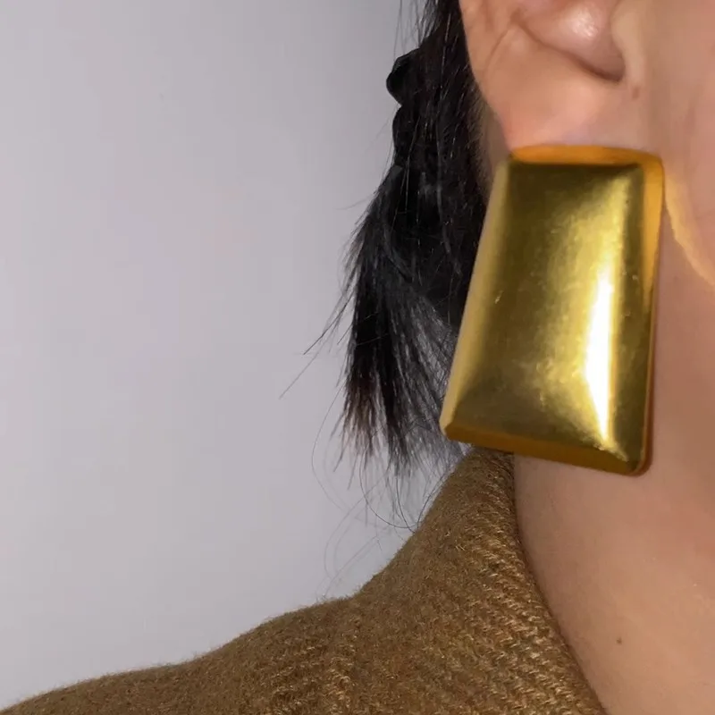 Vintage übertriebene geometrische große Metall-Ohrstecker für Frauen, europäische und amerikanische Persönlichkeit, Party-Schmuck, Trend-Accessoires – Detail 10