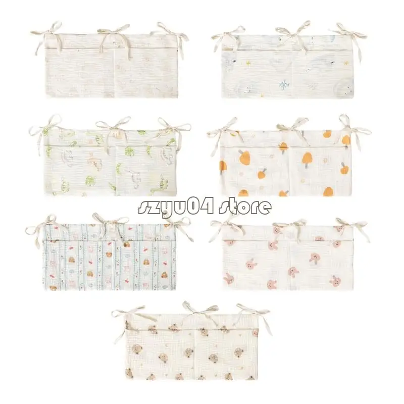 4 × 7D كيس منظم السرير القطني القابل للتنفس مع مقصورات واسعة لسرقة السرير