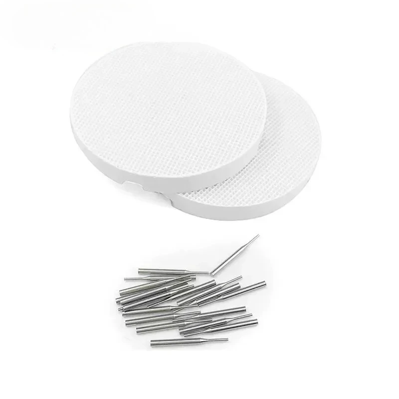10 Firing Trays + 200 Zirconia Tips Ceramic/ Metal Pins for Sintering Pan Rack Circle Plate Holder Dental Technician Supplies