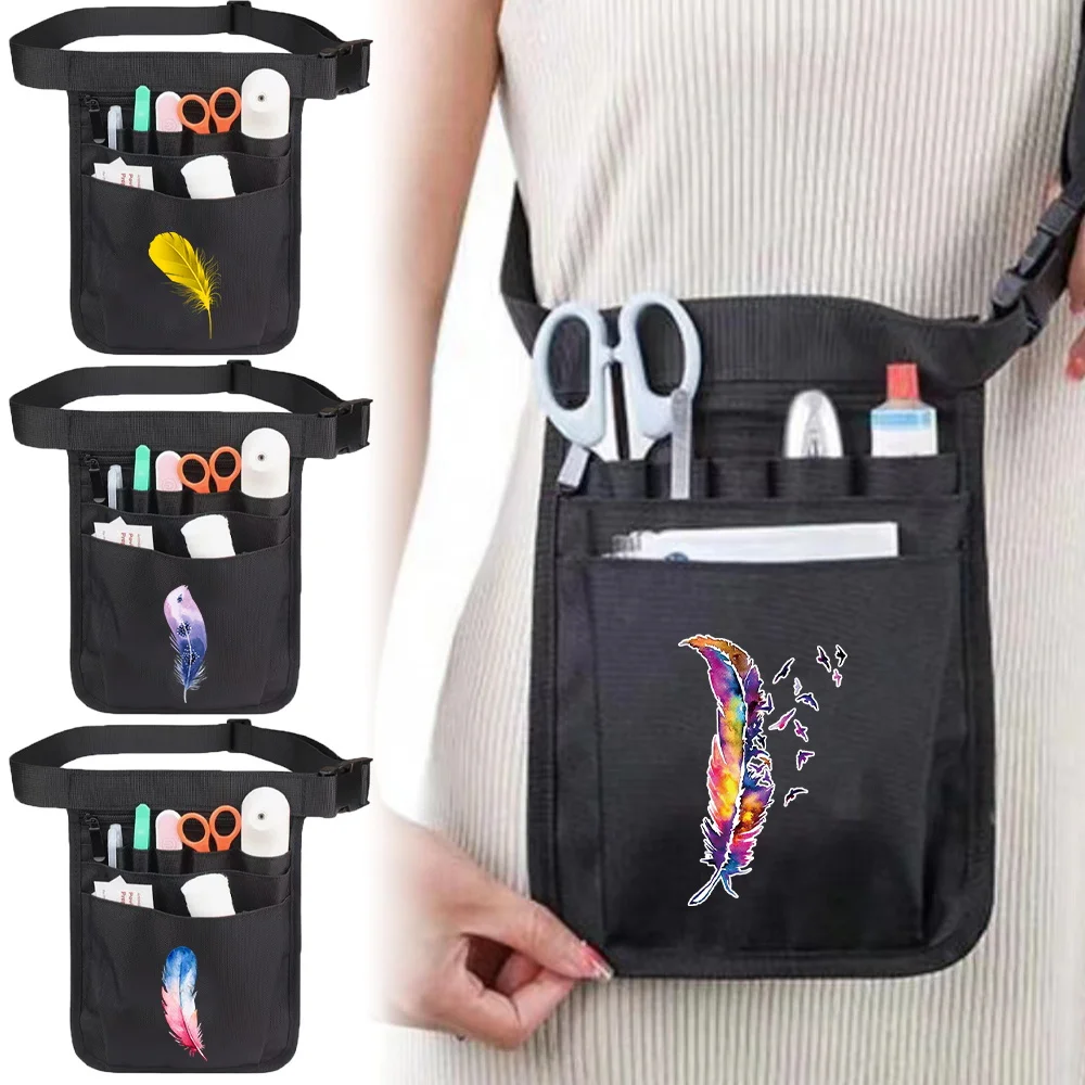 

Large Capacity Portable Waist Bag Workout Multifunctional Storage Waist Pack Footprints Series Work Accessories Nurse Waist Bag