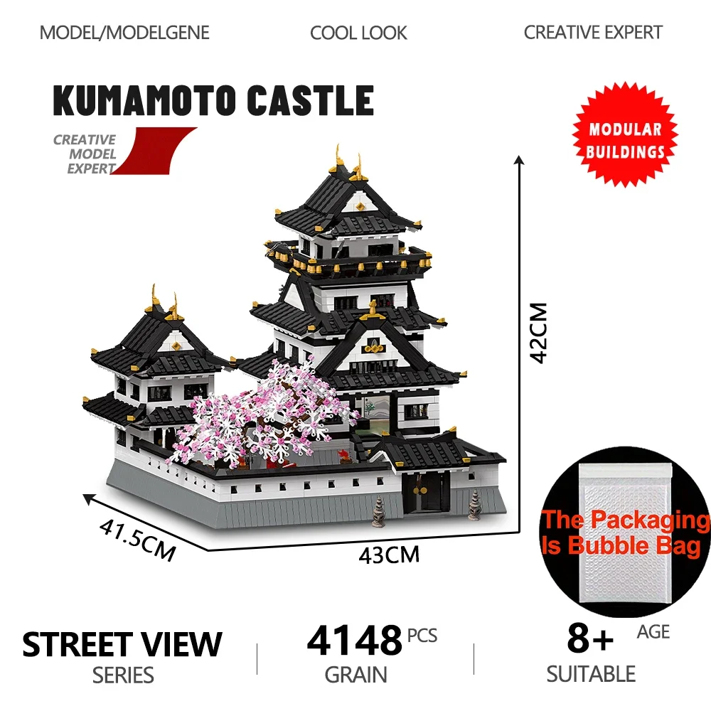 Kumamoto Castle Modular Building Blocks Big Model Set Himeji Castle 4148PCS Assembly Desktop Decoration Bricks Kid Toys For Gift