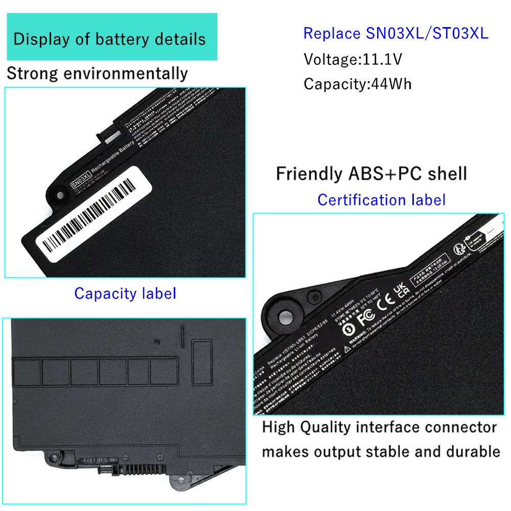 ST03XL Laptop battery for HP EliteBook 725 820 G3 G4 Series SN03XL HSTNN-UB6T HSTNN-DB6V HSTNN-I42C HSTNN-I34C 800232-541