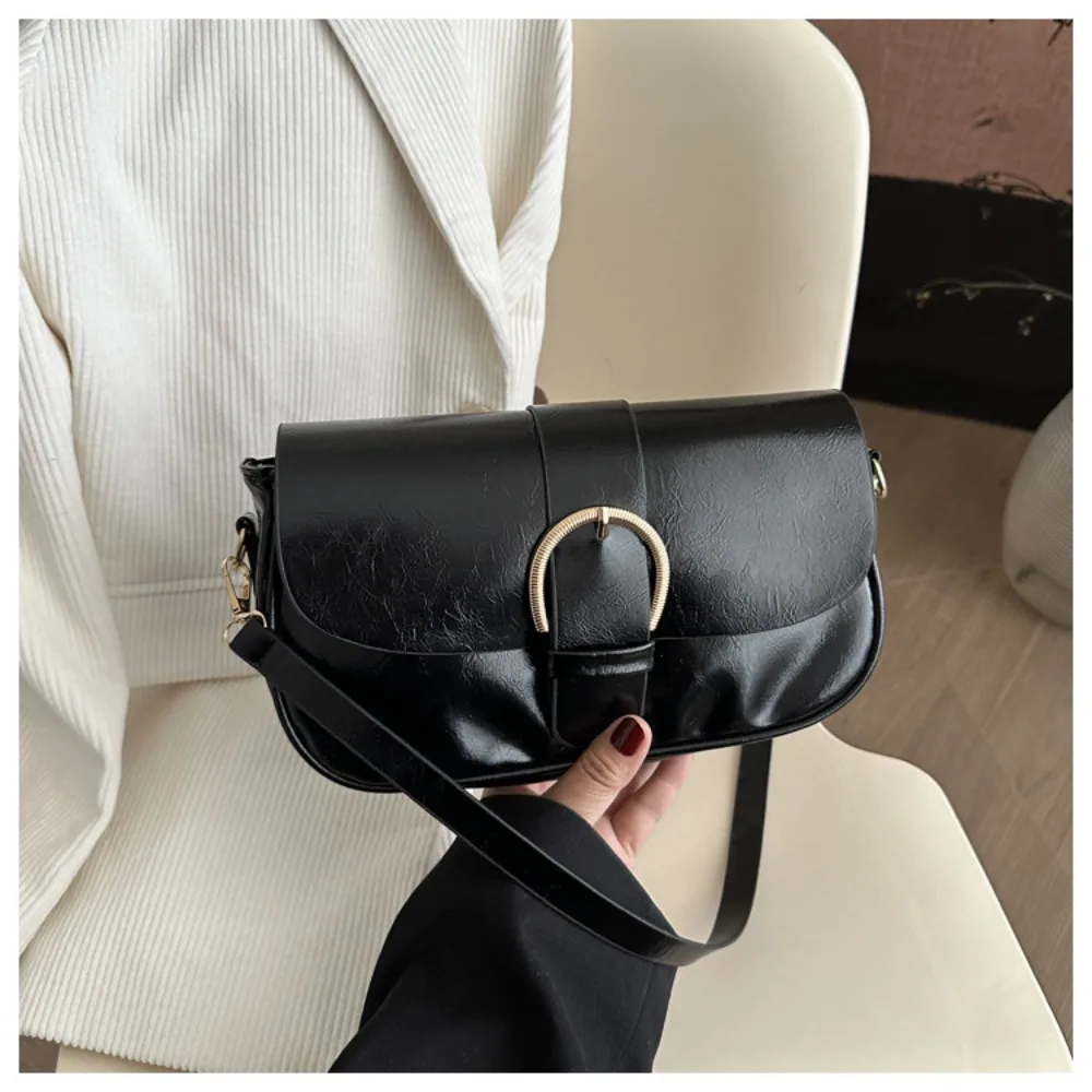 

Fashion Vintage Buckle Armpit Bag Luxury Solid Color Y2k Shoulder Bag Pu Leather Designer Spicy Girl Handbag Women