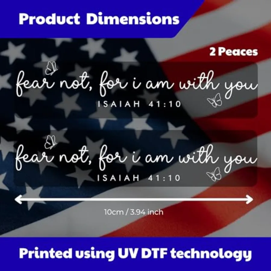 2pcs Christian Car Decal Fear Not for I Am with You Sticker - Isaiah 41:10 Bible Verse Vinyl, Butterfly Inspirational Scripture - view 4