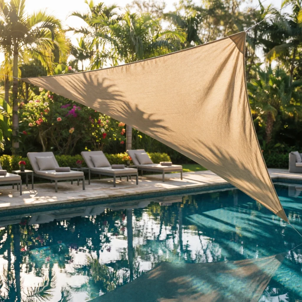 Waterproof Sun Shade Sail Wear-Resistant Triangular Shade Sail Outdoor Cover Storage Bag Heat Reduction for Courtyard