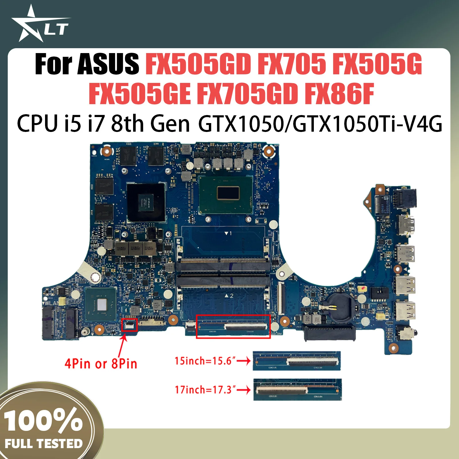 FX505GD Mainboard For ASUS FX705 FX505G FX505GE FX705GD FX86F Laptop Motherboard With i5-8300H i7-8750H CPU GTX1050/GTX1050Ti