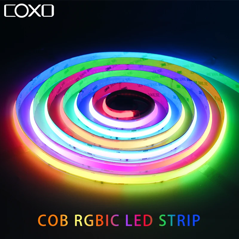 Pixel COB LED Strip Light RGB+IC WS2811 SPI Addressable 720LEDs/m Dream Color WS2812B Flexible Dimmable FOB Lights RA90 DC12/24V