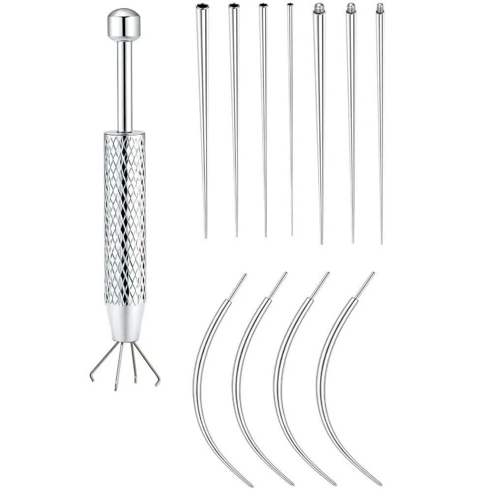 6/8/10/12pcs Stainless Steel Piercing Taper Tool Earring Applicator Professional Earring Applicator Piercing Kit