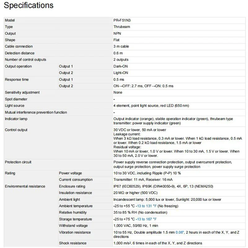 PR-F51N3 مستشعر التبديل الكهروضوئي الأصلي الجديد 0.6 متر، كمية كبيرة في المخزون، مرحبا بكم في التشاور