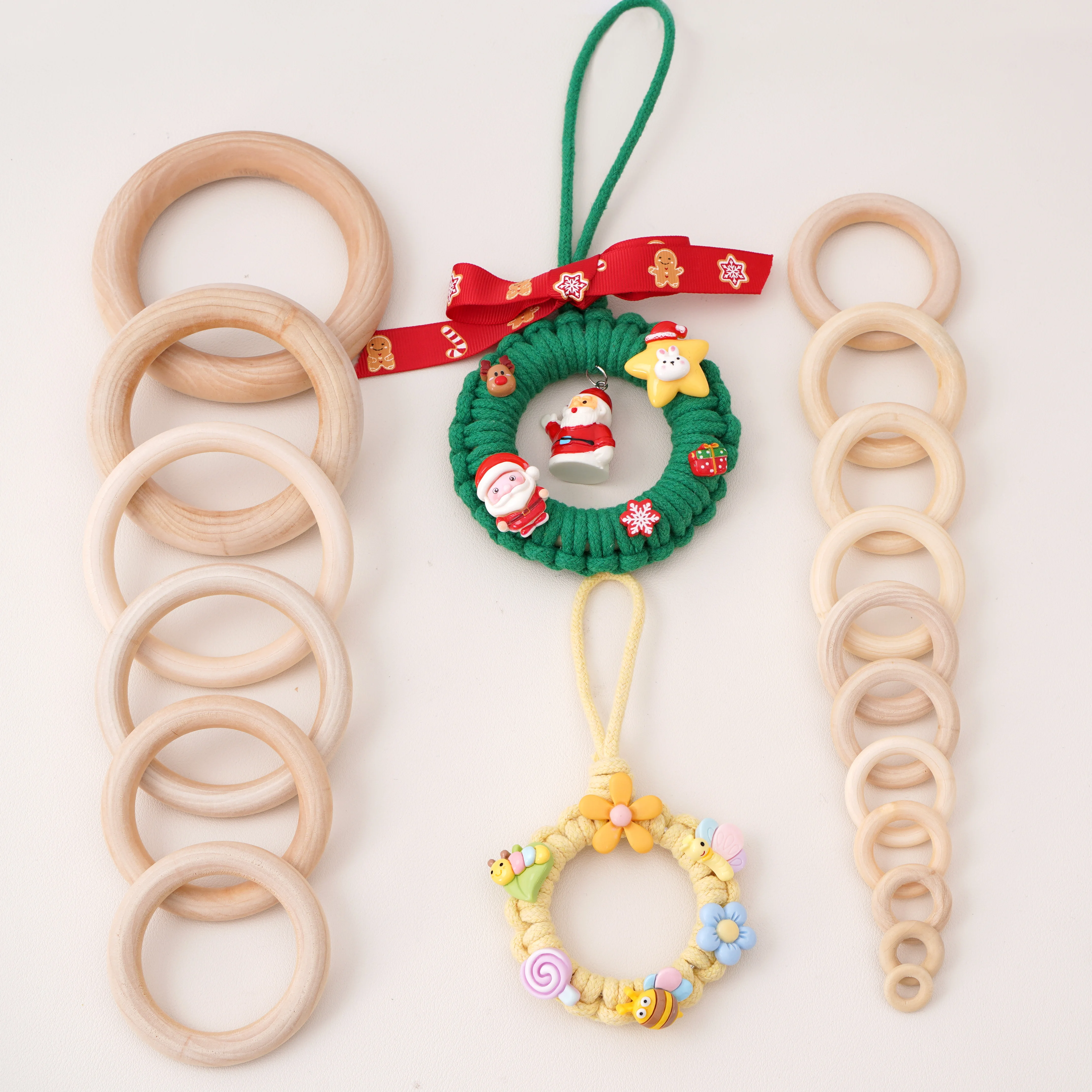 1-10 szt. 15-100mm Naturalne, lite, drewniane kółka do zawieszania, drewniane obręcze do rękodzieła, DIY, breloczki, zawieszki do wyrobu biżuterii, łączniki, akcesoria