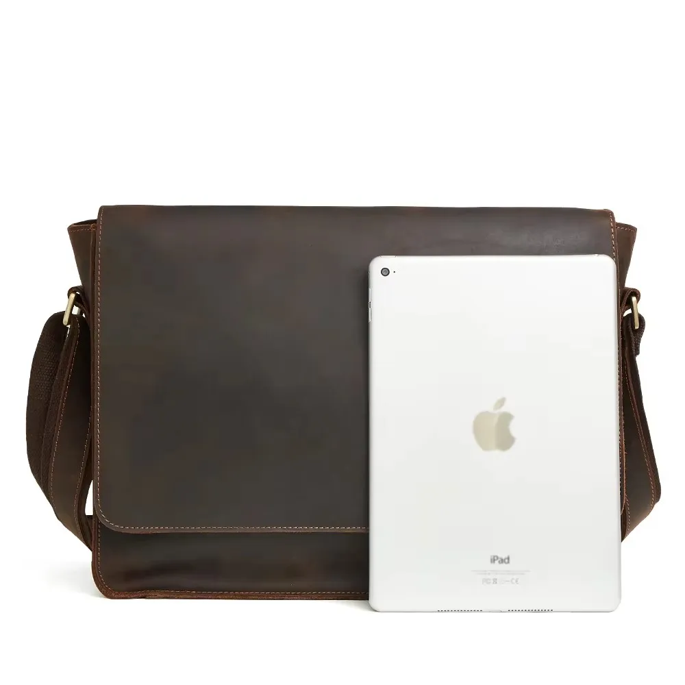 Joyir maletín para hombre de cuero genuino Retro de negocios bolso de hombro individual hombre piel de Caballo Loco casual cuerpo cruzado bolsos de hombre