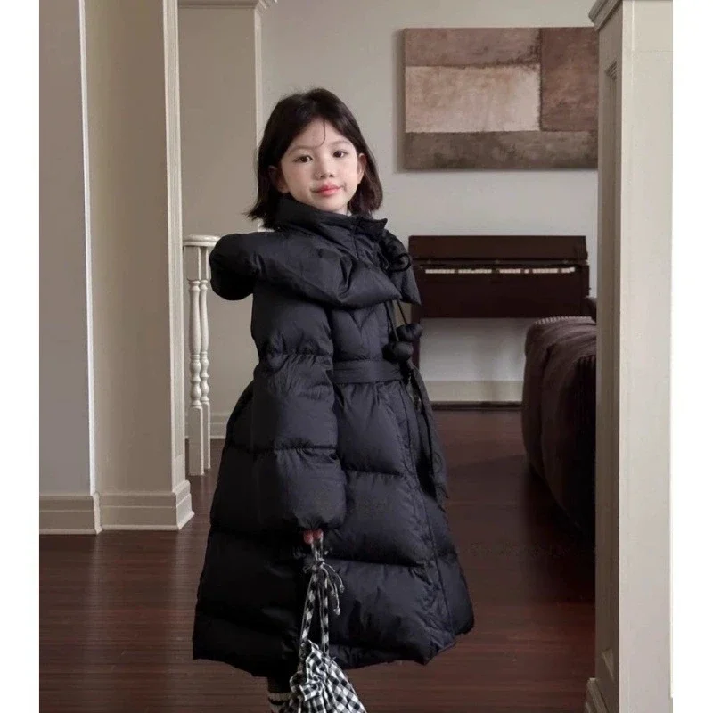 2025 New Children's Clothing Long Over The Knee Warm Girls' Cotton Coat Fashionable Loose Kids Coat Winter Snow Clothing RM97