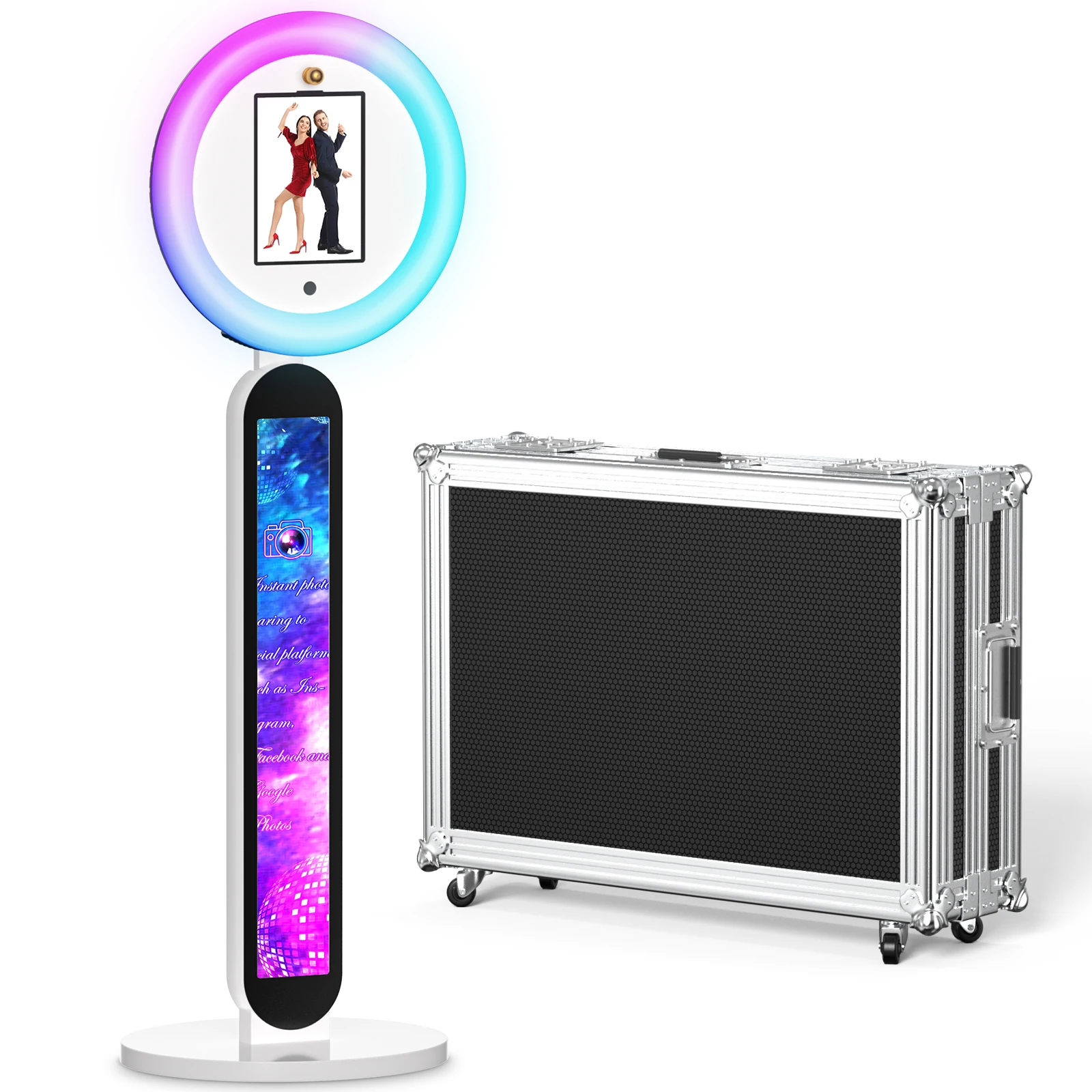 Draagbare iPad Fotohokje Machine APP Afstandsbediening Fotohokje Selfie Stand Met RGB Licht Met Vervoercase Voor Feesten Evenementen