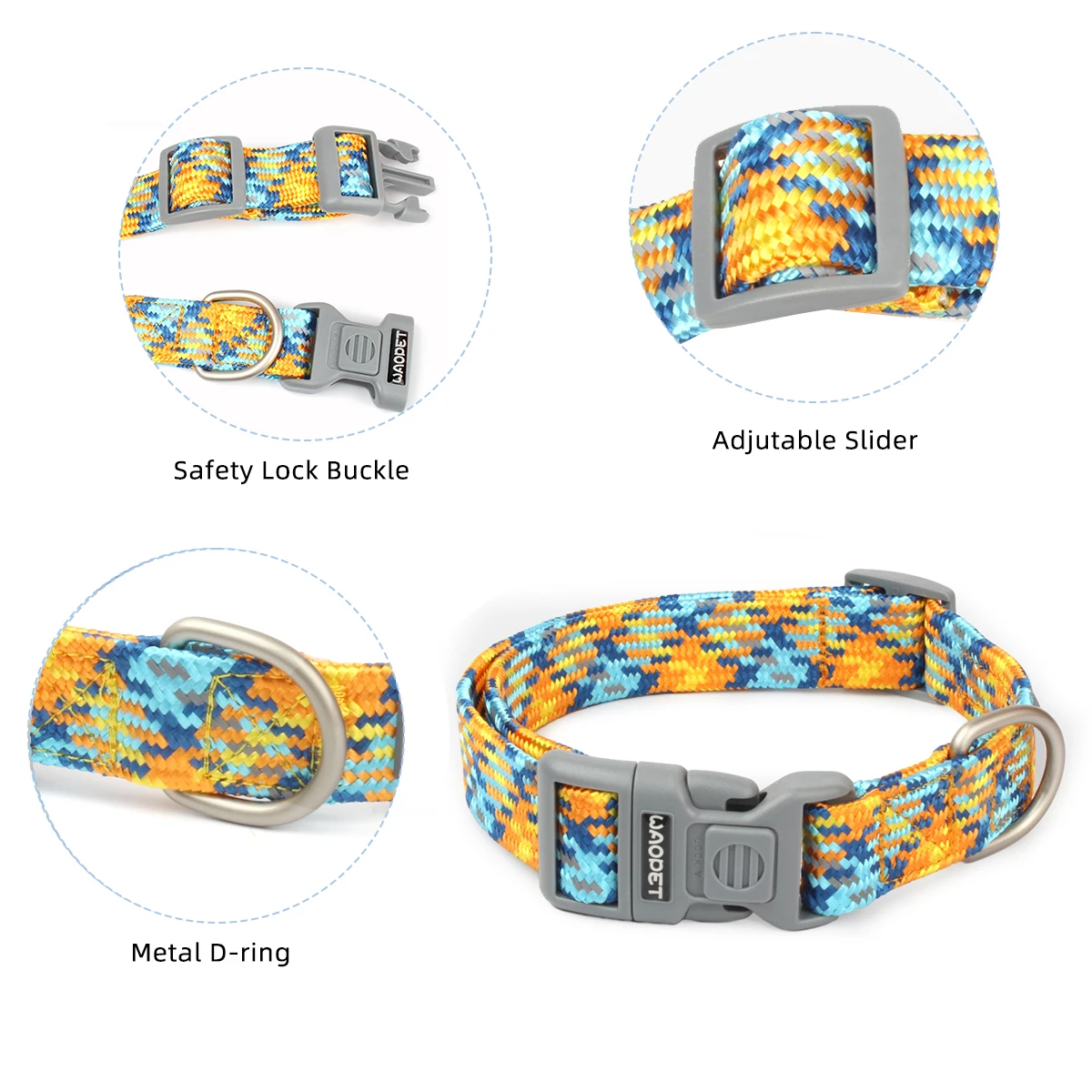 Leinen- und Halsband-Set für kleine, mittelgroße und große Hunde, Haustier, französische Bulldogge, Chihuahua, Mops, Outdoor-Walking, Leinenhalsband, Leinenzubehör – Detail 15