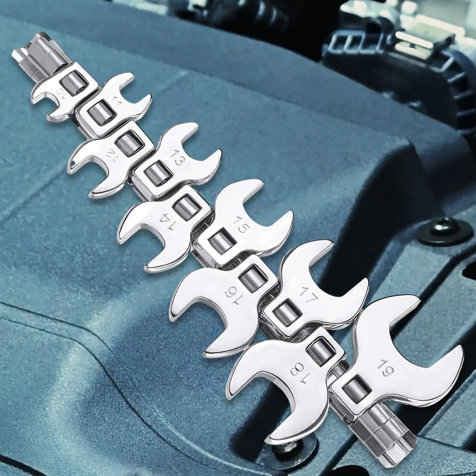 

10 Pieces 3/8 inch Drive Crowfoot Wrench Set SAE Mechanic Tools Hand Tool 10-19mm Durable Repair Tools Steel Crows Foot Wrench