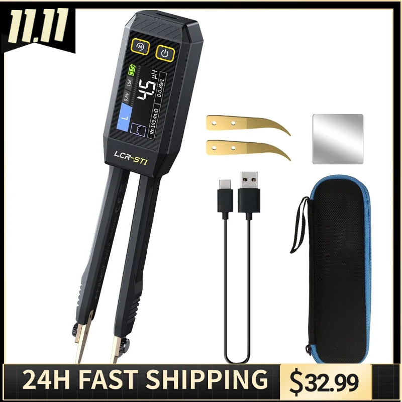 

Upgraded Version LCR-ST1 Mini Smart LCR Meter, SMD Tester, ESR Meter - 100Hz, 1kHz, and 10kHz Resistance Capacitance Inductance