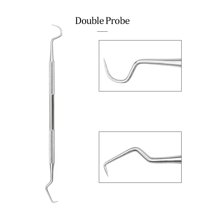 

Dentist Clean Tools Dental Mirror Double Probe /sickle /hoe Tooth Cleaner Stainless Steel Dental Tool Products Oral Care Kit
