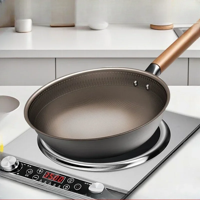 Double sided titanium pot for concave induction cooker Non stick household titanium stainless steel kitchen cookware