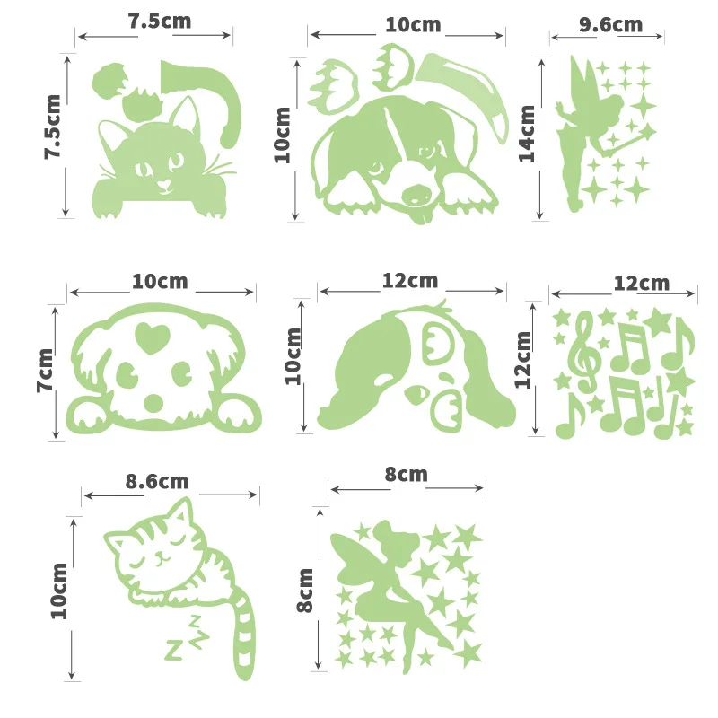Luminous Switch Stickers Glow In The Dark Decorative Wall Tape Kids Room Cartoon Cat Dog Chrismas Deer Decal DIY Home Decoration