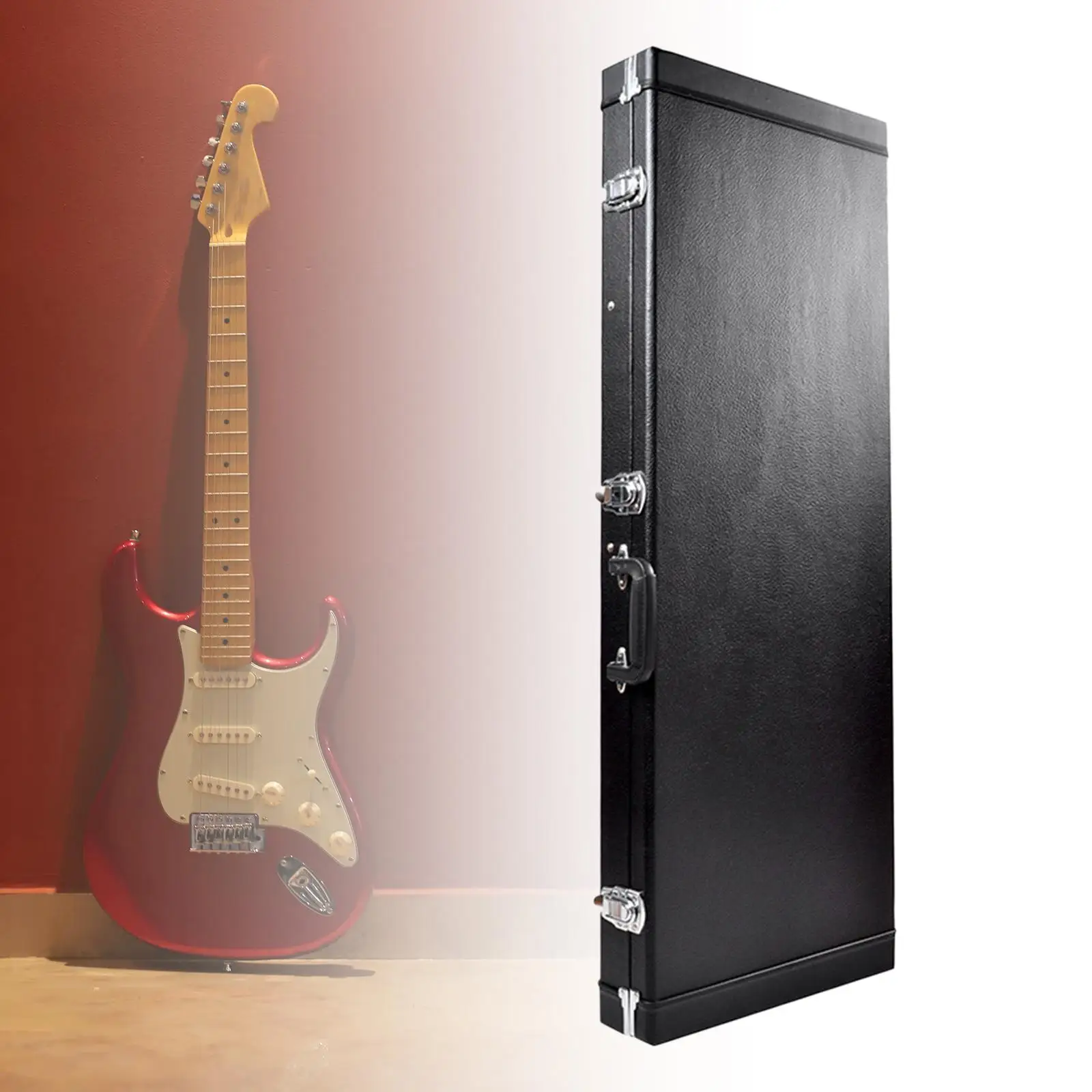 Hard Shell Electric Bass Guitar Case PU Leather Lockable Guitar Storage Box for Performance and Travel