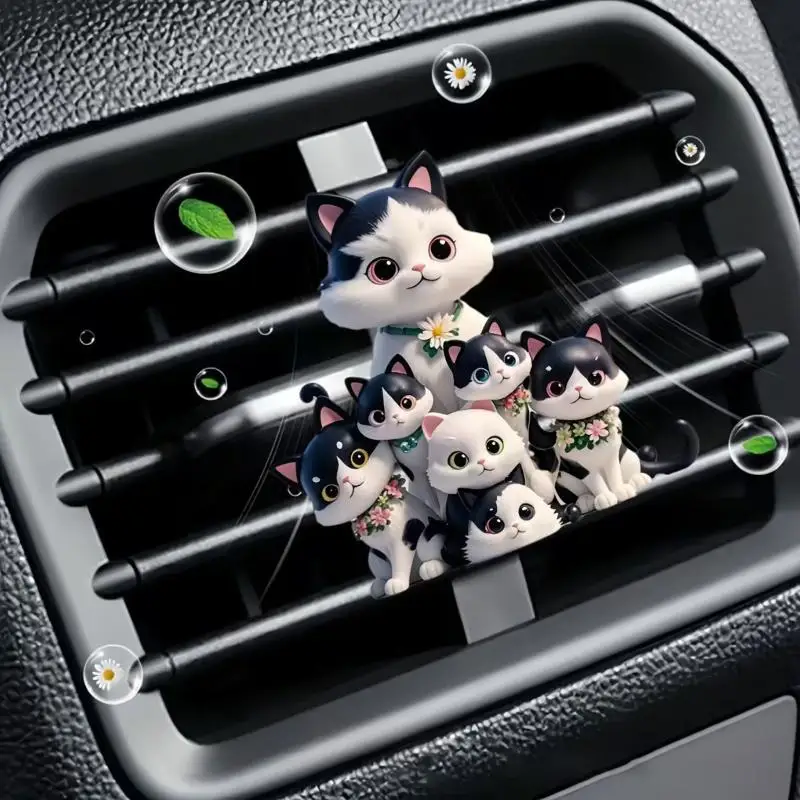 Cute Cat Air Conditioning Outlet Freshener for Car Perfume Clip Aromatherapy Scent Diffuser Interior Decoration