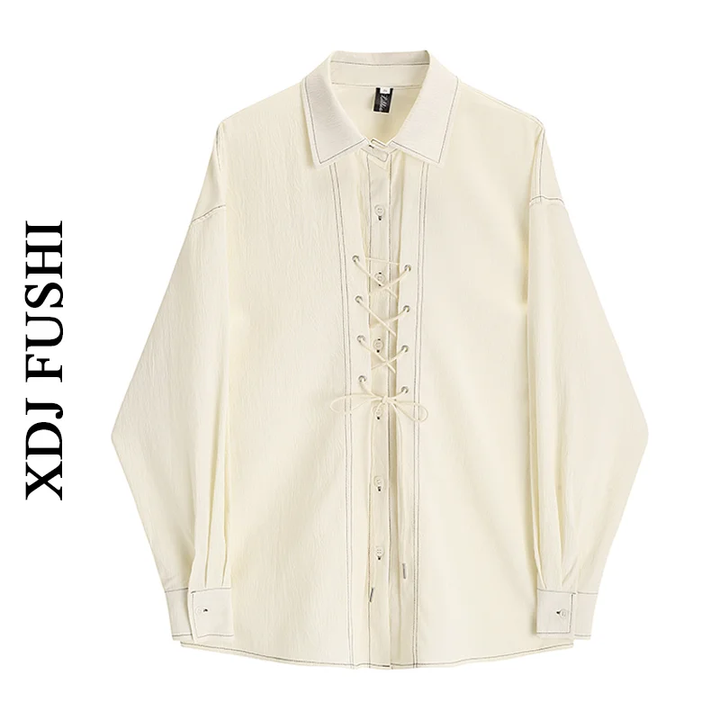 

Women's Apricot Shirts and Blouses Y2k Long Sleeve Harajuku Streetwear 2000s Women Vintage Sweet Shirt For Lady Blusas Tops