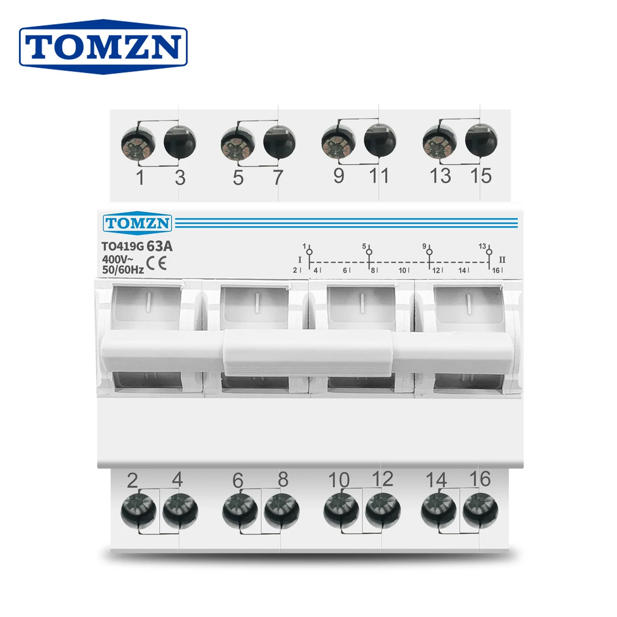 TOMZN 4P 63A 3 Phase MTS Dual Power Manual Transfer Isolating Switch Interlock Circuit Breaker Changeover Switch
