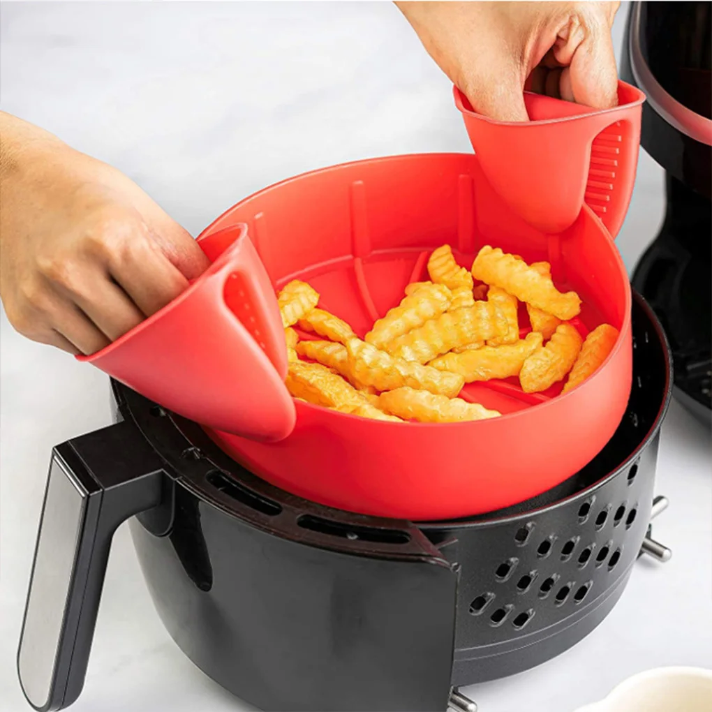 Air Fryer Silicone Pot Cooking Grill Frying Baking Basket Reusable Thickened Fried Chicken Pizza Tool Accessory