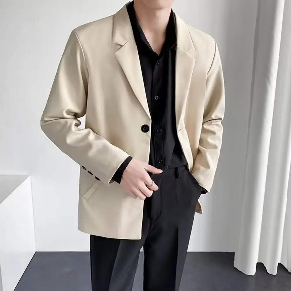 Korean Style Casual Suit Coat For Men Blazer Loose Suit Jacket Male Blazers Single-breastedTurndown Collar Men Suit Jacket Coats