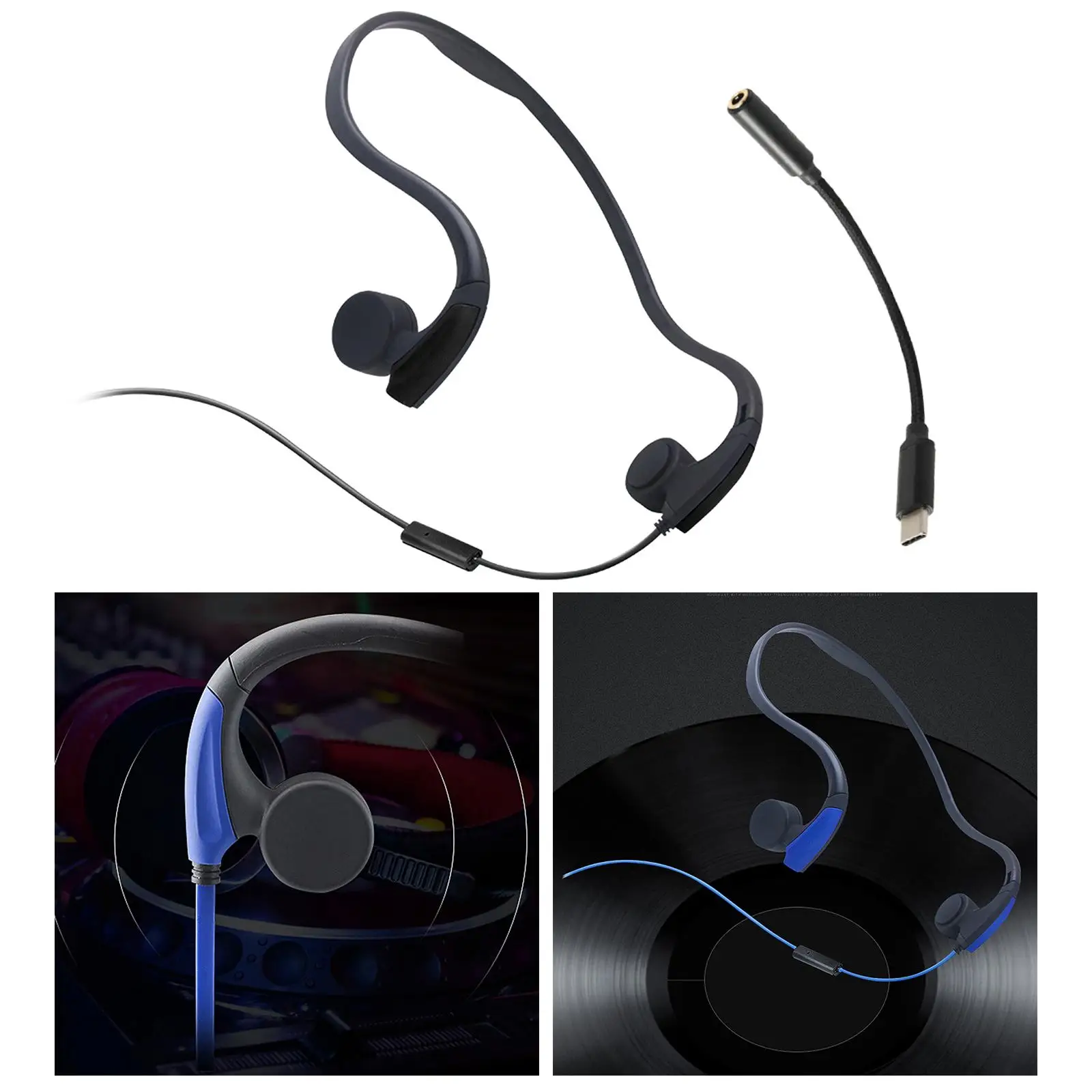 W/ Cable Conduction Headset Voice Control Neckband Conduction Headphones for Sport Driving PC Video