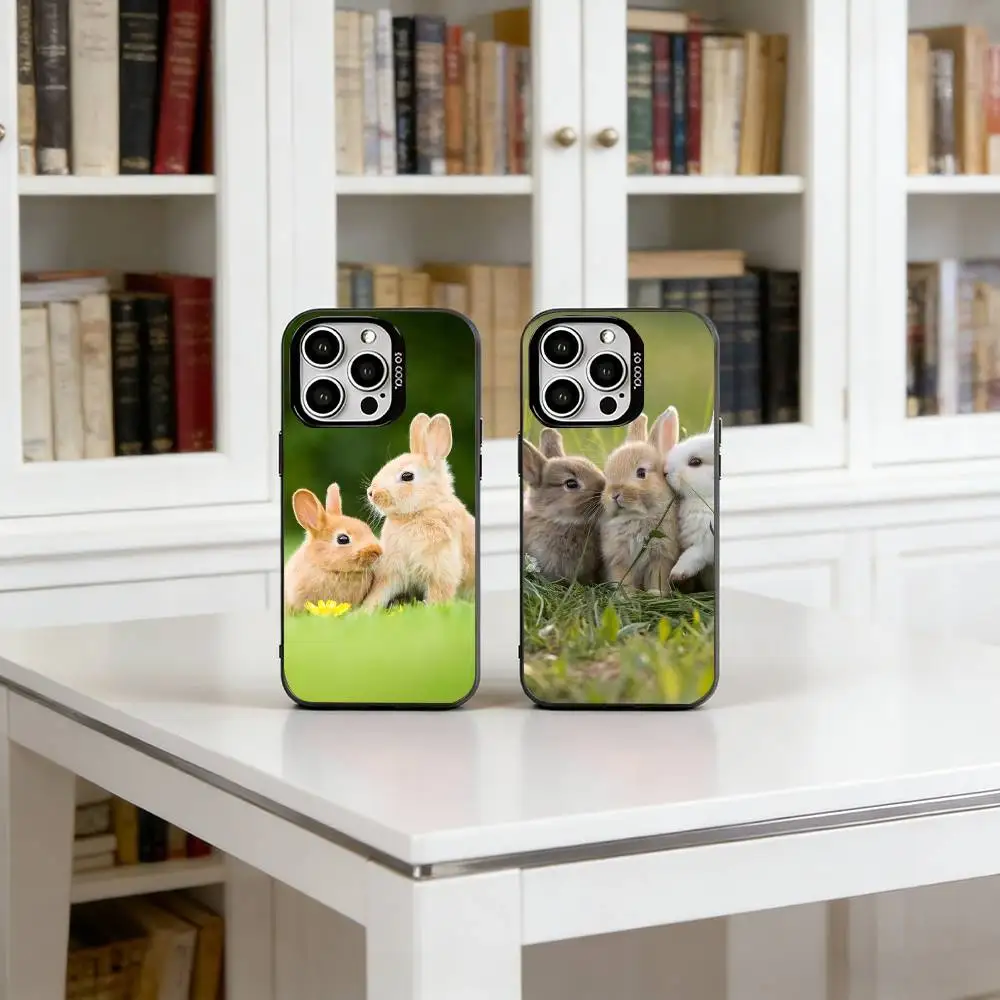 

little bunny Phone Case For iPhone 17,16,15,14,13,12,11 Plus,Pro Max,XS,Colored Silver Plated Inside Cover