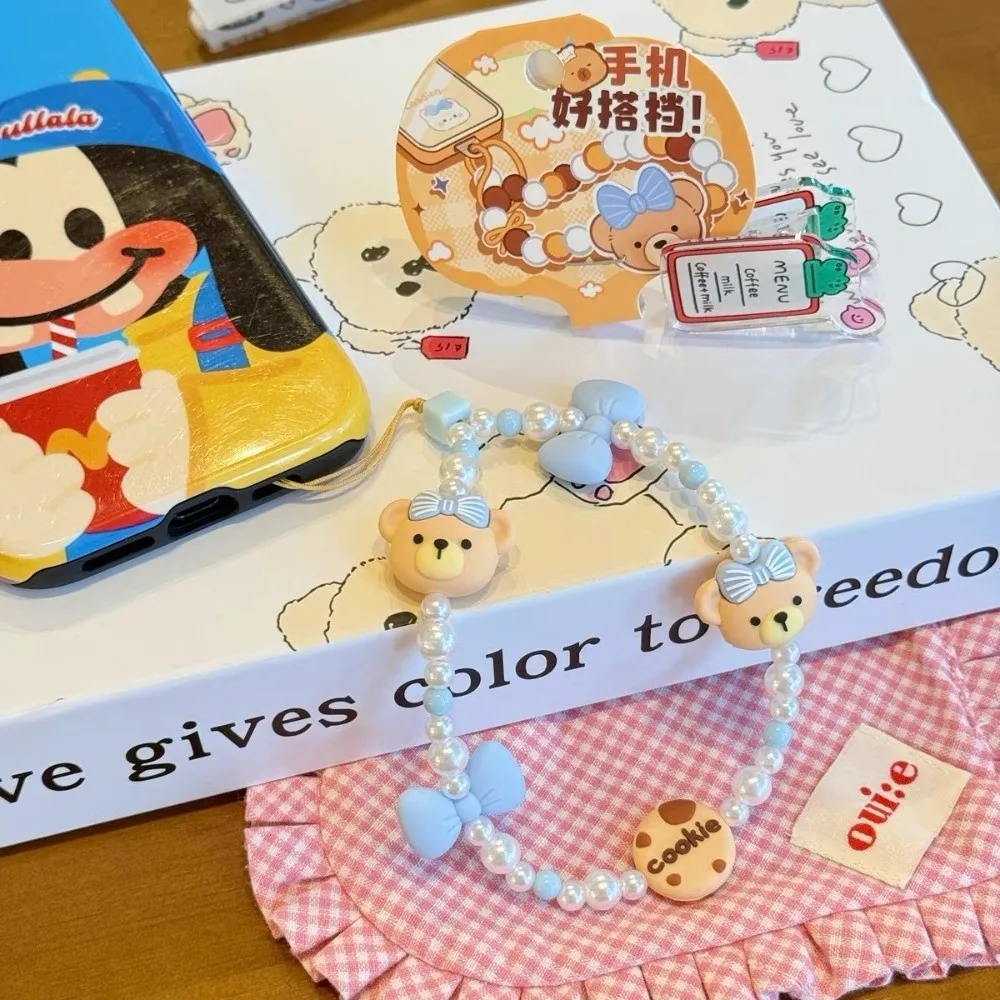 

Брелок-подвеска для телефона «Капибара» с бусинами, защита от потери, в виде медвежонка, ремешок-шнурок для мобильного телефона, украшение для телефона