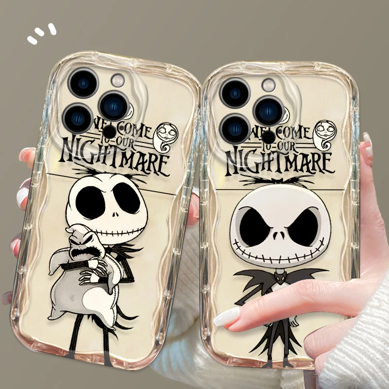 The Nightmare Before Christmas Cover For Apple iPhone 15 14 13 12 11 Pro X XR XS Max Plus 8 7 Plus SE Wave Oil Phone Case