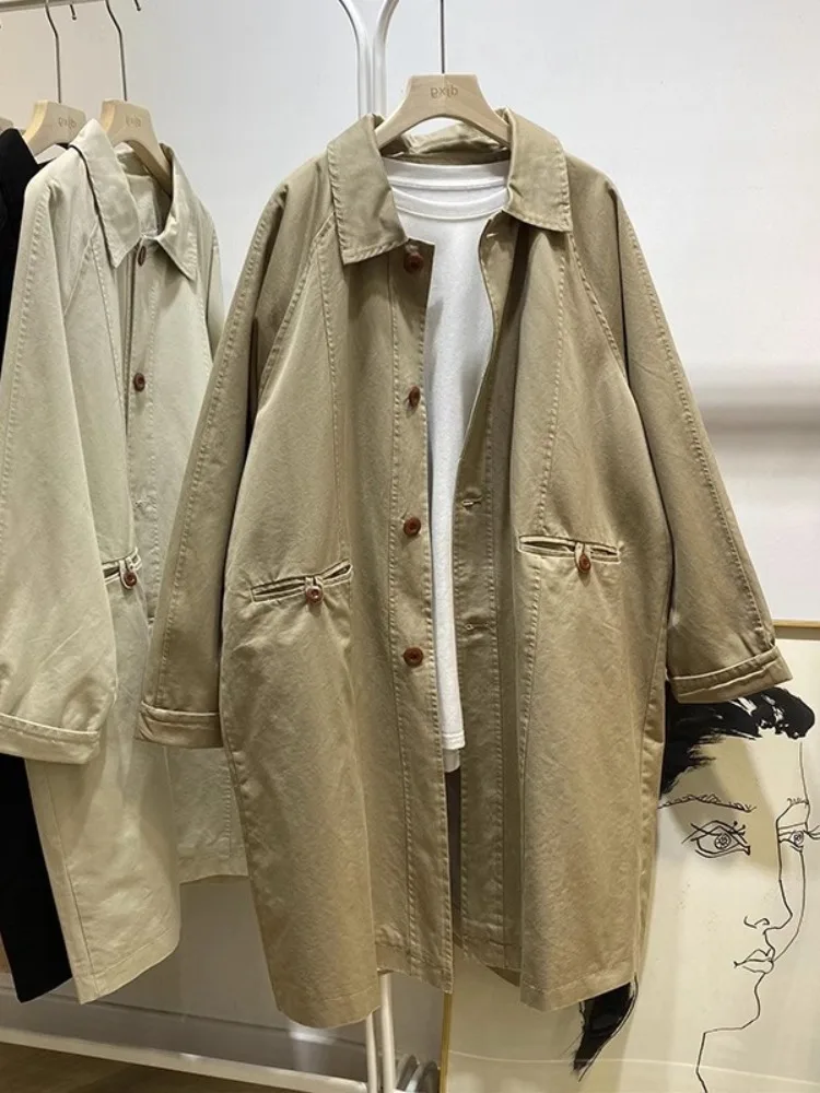 

Хлопковая рабочая одежда премиум-класса в стиле пэчворк, женское длинное пальто, весна-осень, большой размер, Utili ket, корейский свободный крой