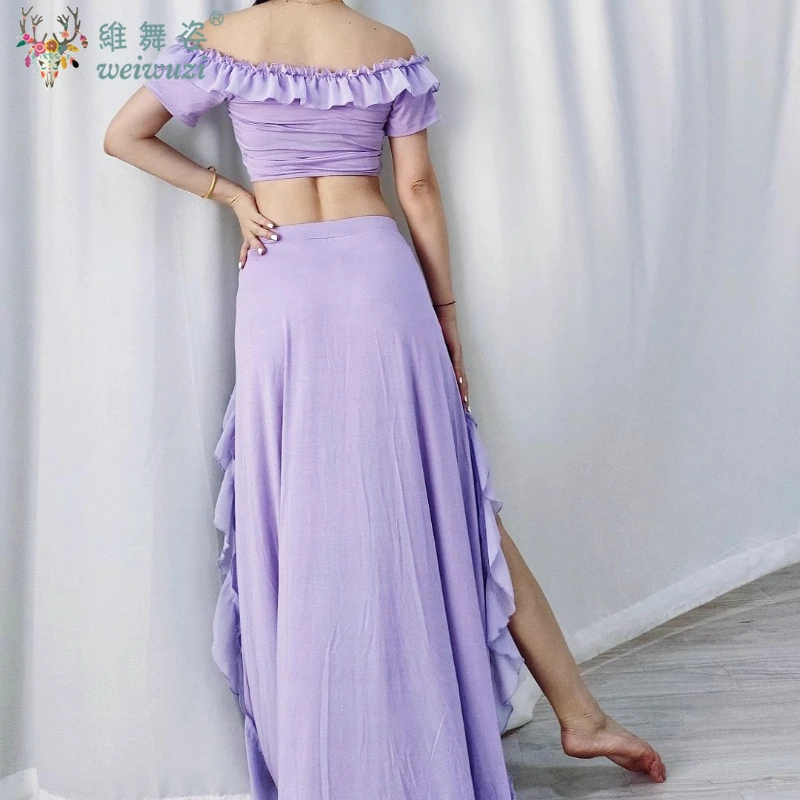 Robe de danse du ventre pour femmes, nouvelle collection élégante, fendue sur le côté, vêtements de Performance, vêtements de compétition de danse orientale, été