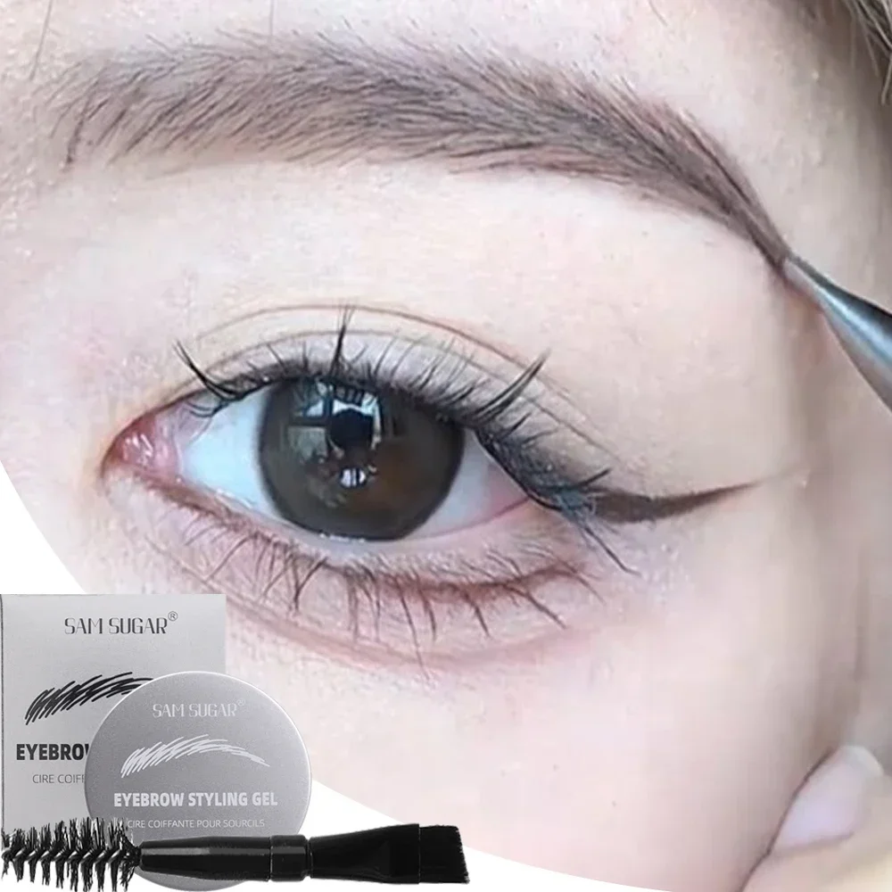 Waterdichte 2in1 Zwarte Eyeliner Wenkbrauw Crème Sneldrogende Make-Up Wenkbrauw Styling Crème Natuurlijke Wilde Brow Pommade Instelling Gel Wax