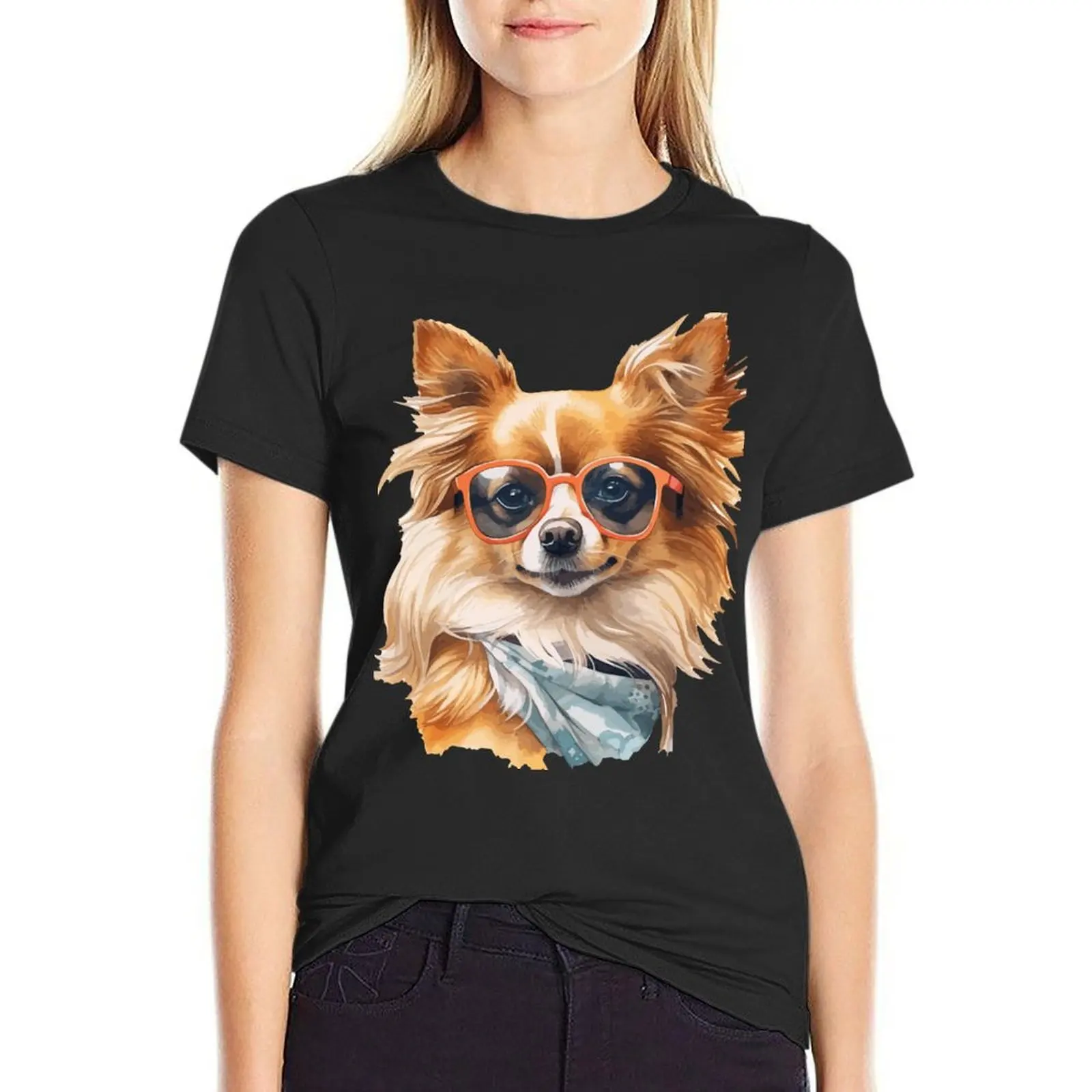 Sunglasses - Chihuahua T-Shirt vintage clothes oversized tops Women