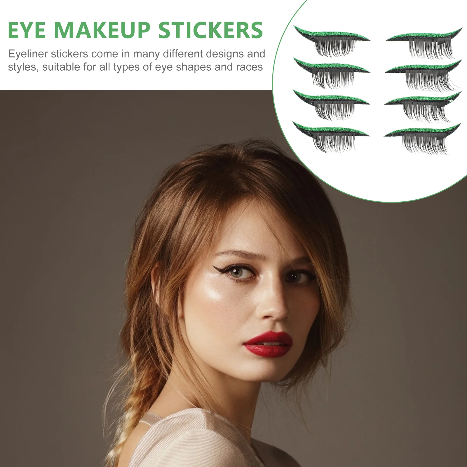 4 Pairs False Eyelashes Makeup Sticker Line Eyeliner Pencils for Women Adhesive Tape Double Side Waterproof Decal Strip