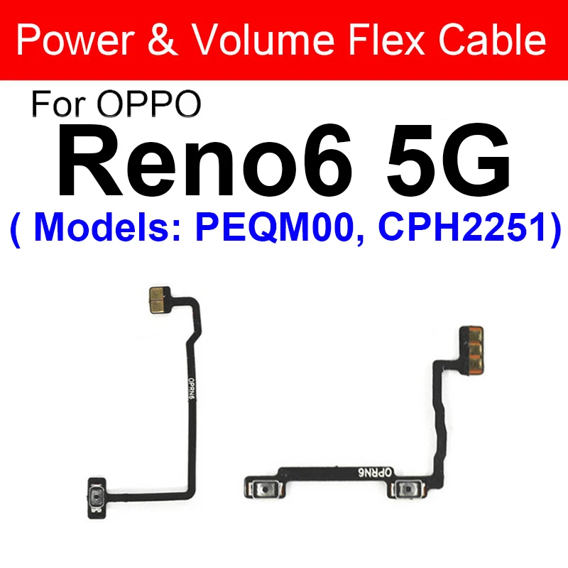 Power Volume Flex Cable For OPPO Reno 5 6 Pro Plus 6 Lite 4G 5G Power Volume Side Button Flex Ribbon Replacement
