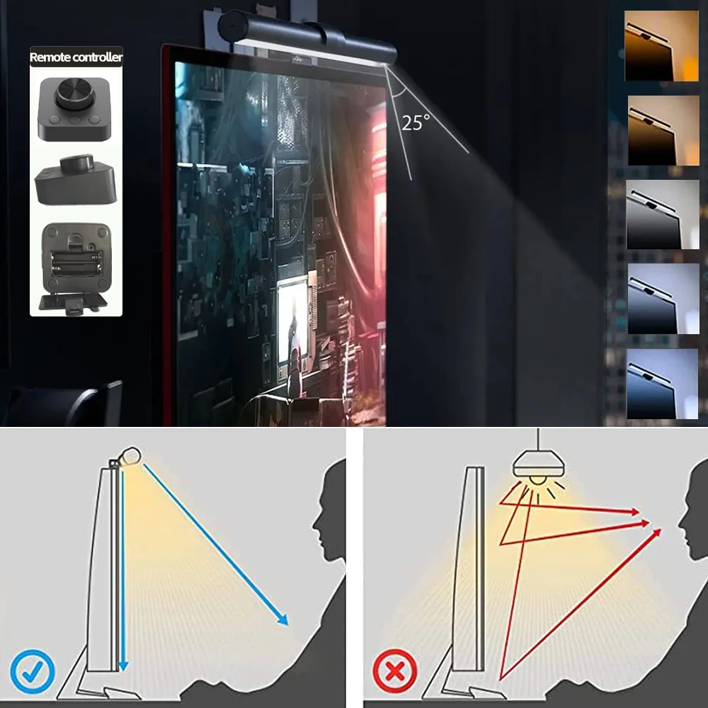 Imagem -04 - Barra de Luz para Monitor de Lâmpada de Mesa Rgb Cuidados com os Olhos Iluminação com Escurecimento Contínuo Lâmpada de Mesa Led Monitor de pc Barra de Luz para Trabalho Jogos