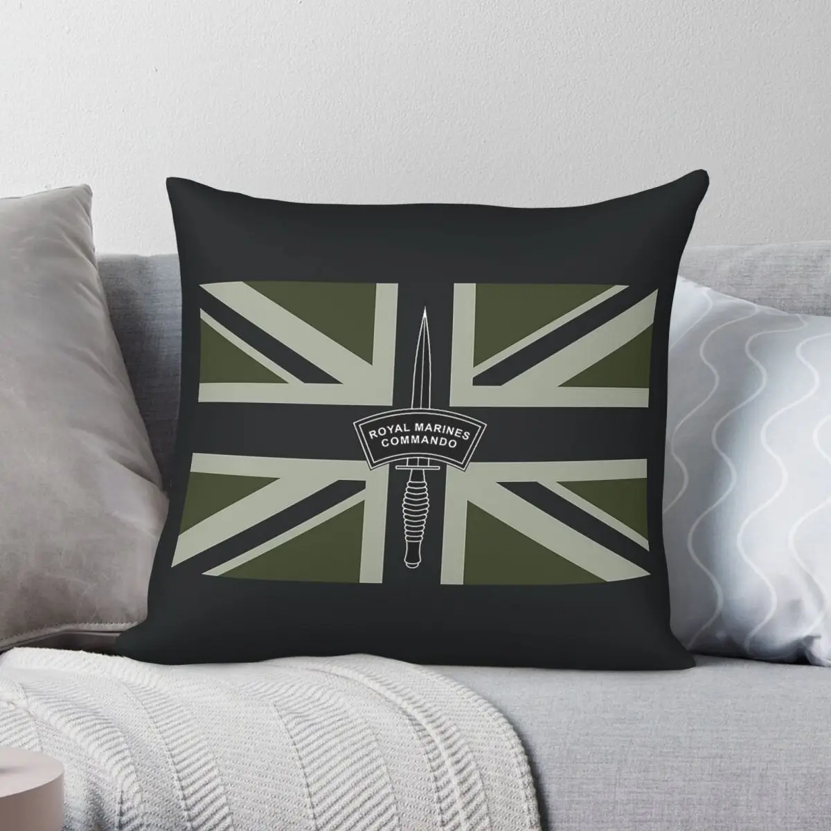 Royal Marines Commando Pillowcase Polyester Linen Velvet Creative Zip Decorative Throw Pillow Case Bed Cushion Cover 45x45