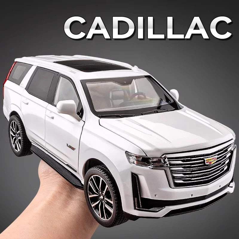 1:24 Cadillac Escalade SUV, легкосплавный автомобиль, литая под давлением металлическая модель, звук и свет, настольная коллекция, декоративный